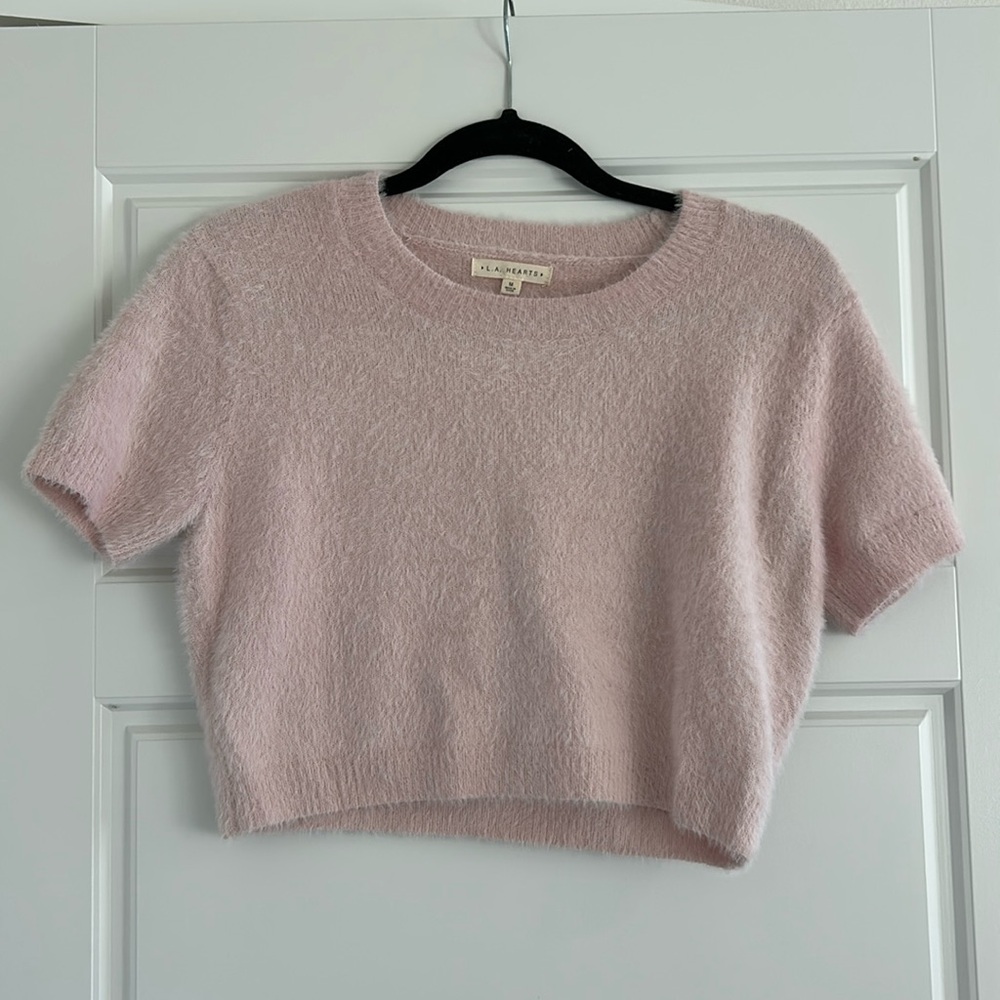 L.A. Hearts pink cropped sweater